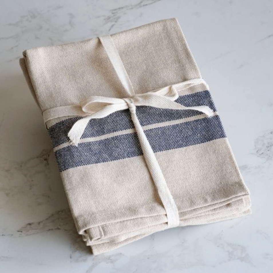 Beige and Blue Stripe Tea Towel