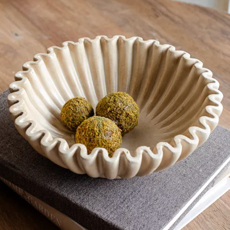 Beige Cement Ruffle Bowl