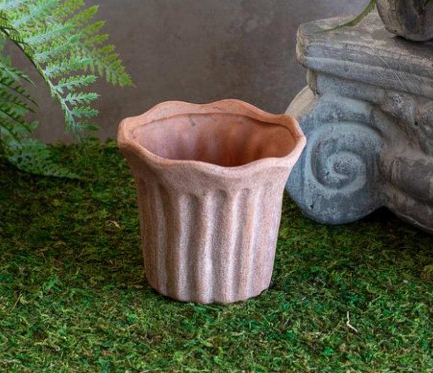 Fluted Terra Cotta Pot