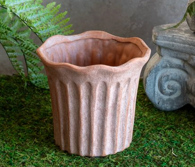 Fluted Terra Cotta Pot
