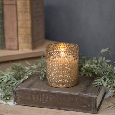 Champagne Dotted Led Candle