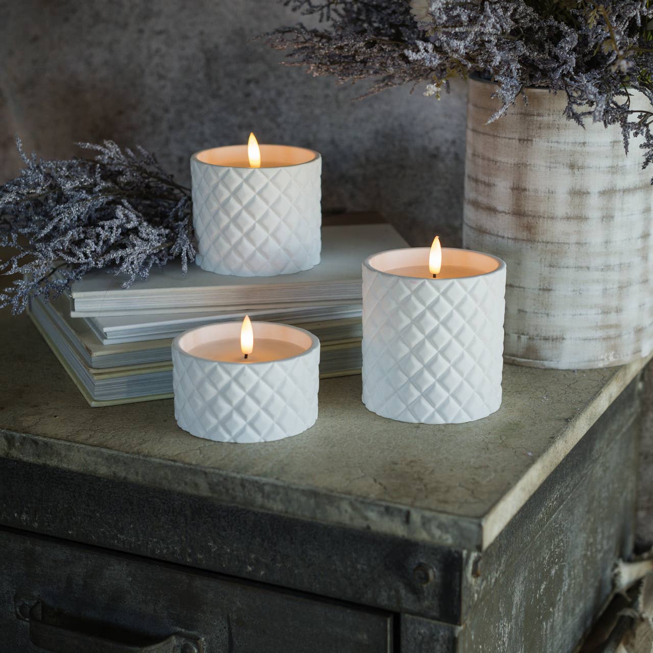 Cement Grid Led Candle