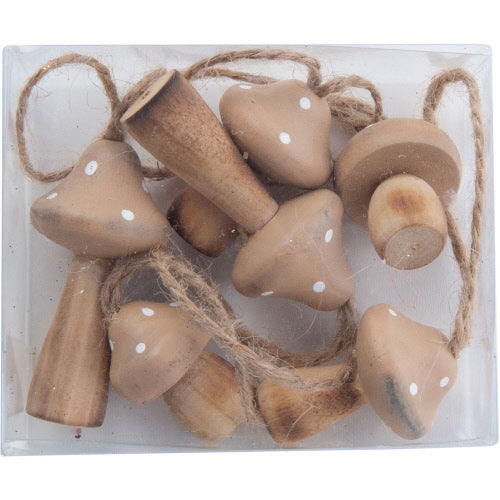 Mini Wood Mushroom Ornaments