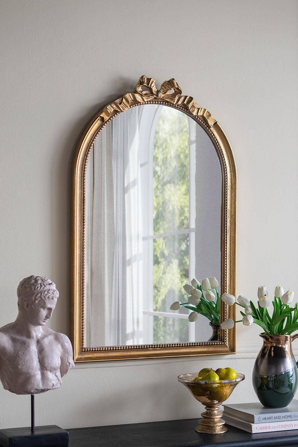 Arched Wall Mirror with Ornate Gold Frame- pick up only