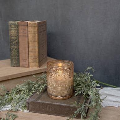 Champagne Dotted Led Candle