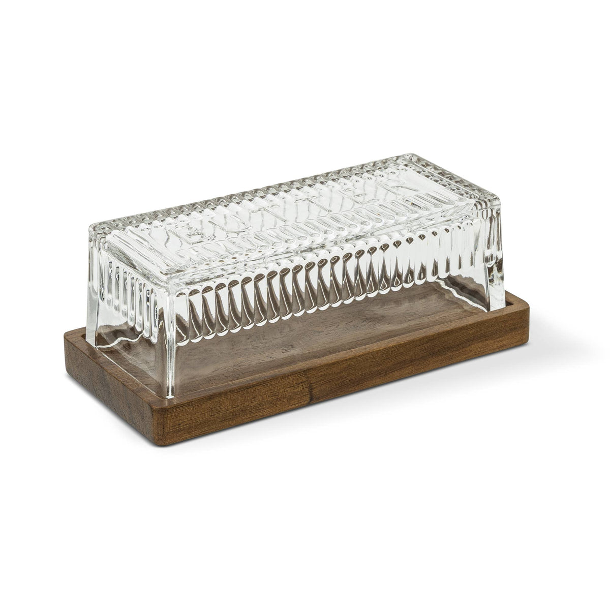 Ribbed Glass Butter Dish