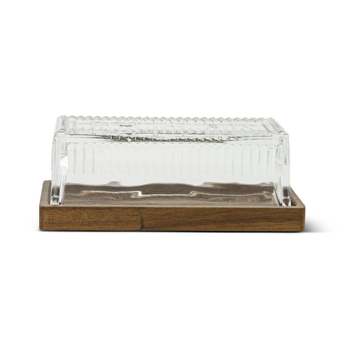 Ribbed Glass Butter Dish
