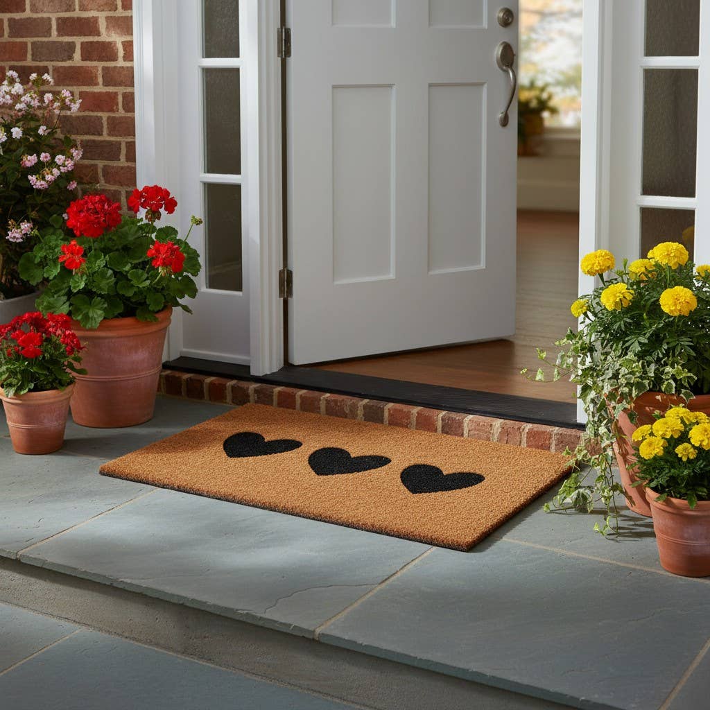 Trio Hearts Doormat