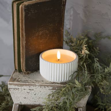 Ribbed Cement Led Candle