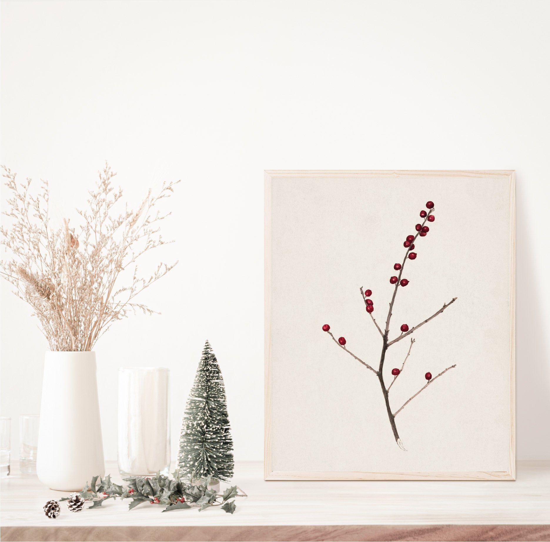 Winter Berry Vintage Print