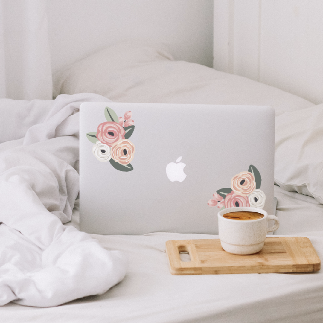 Faded Pink Graphic Flowers - Urban Walls Decals