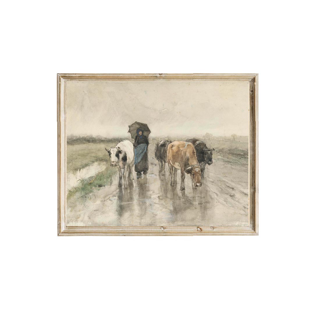 Vintage cattle farmhouse art