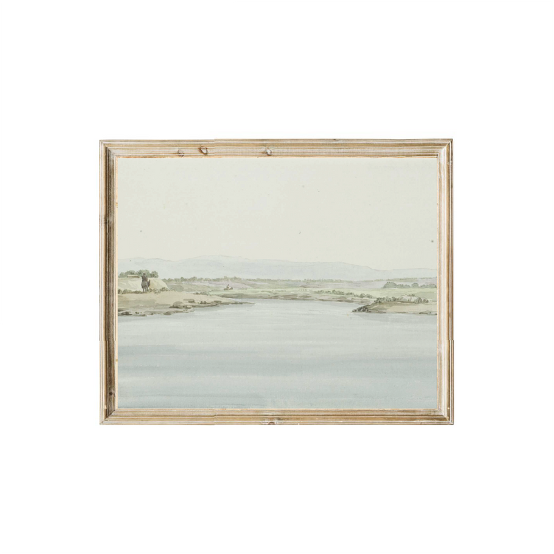 Vintage landscape art with simple coastline