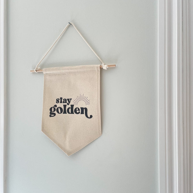 modern and minimalist stay golden wall hanging made in the usa