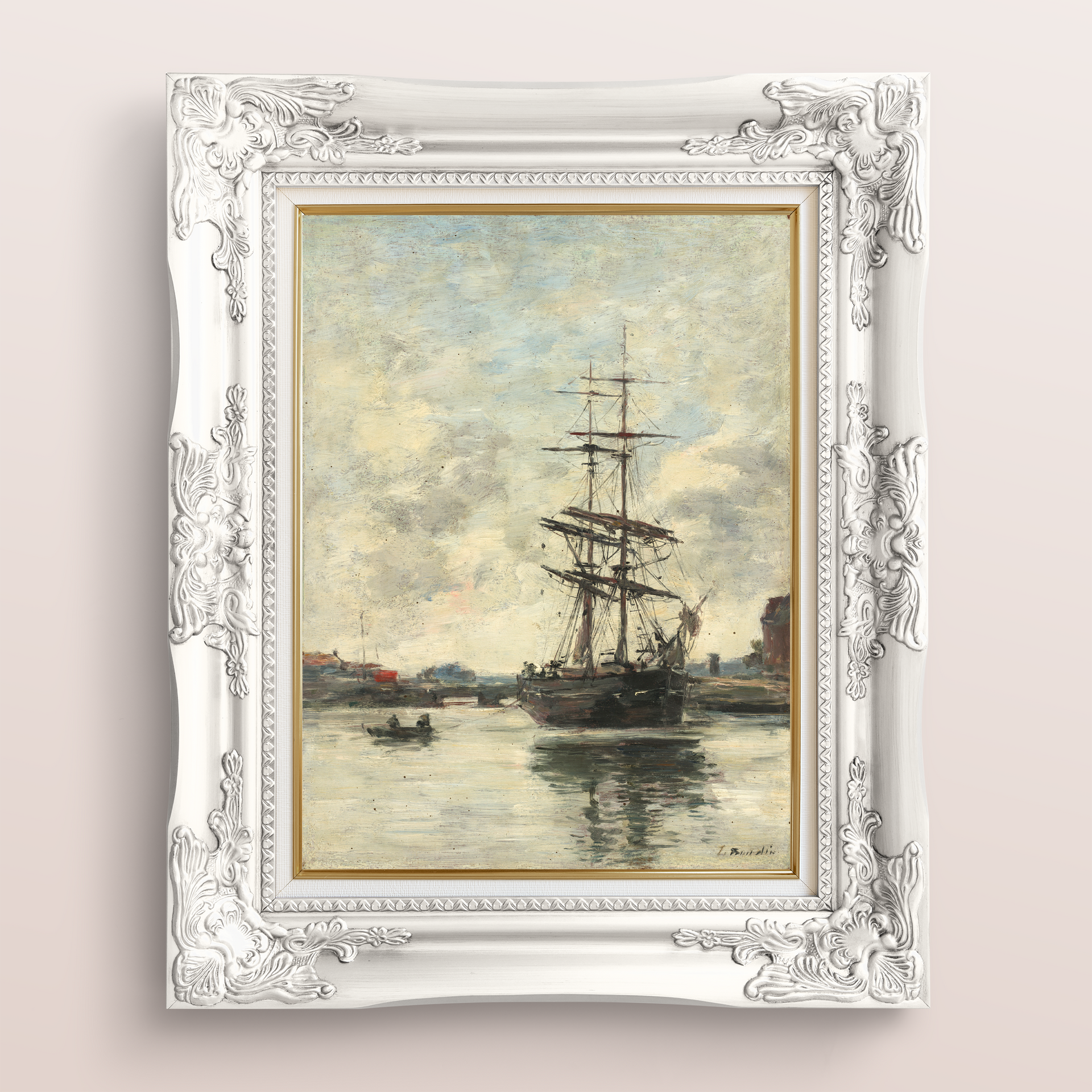 Nautical vintage art with antique sailboat. 