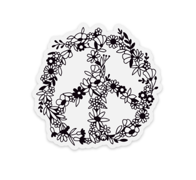 Floral Peace Sign Clear Sticker