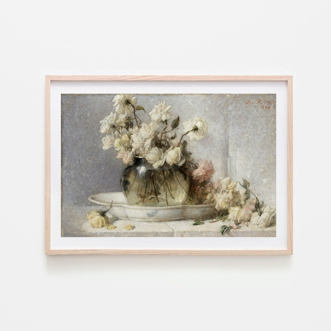 vintage rose oil painting art print