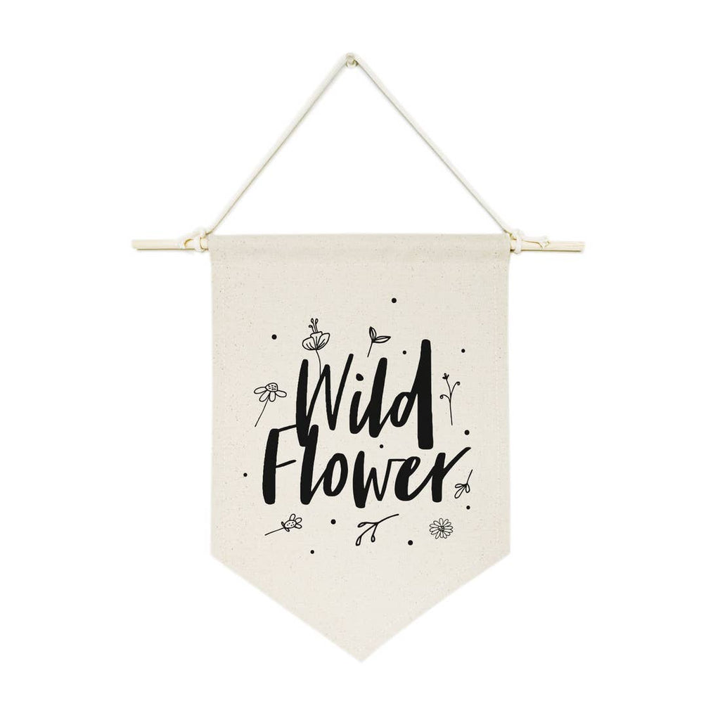 Wildflower black and white canvas wall hanging perfect for nursery