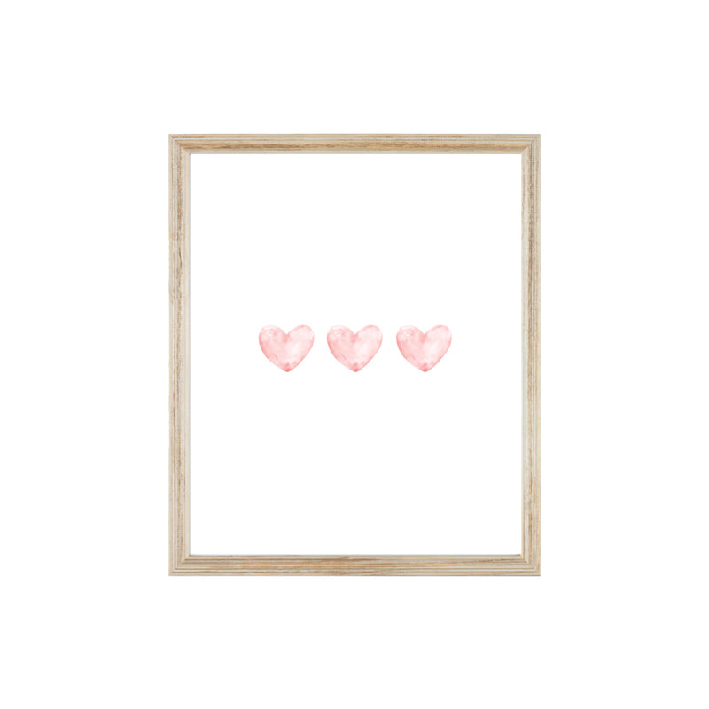 Pink Heart Trio Print