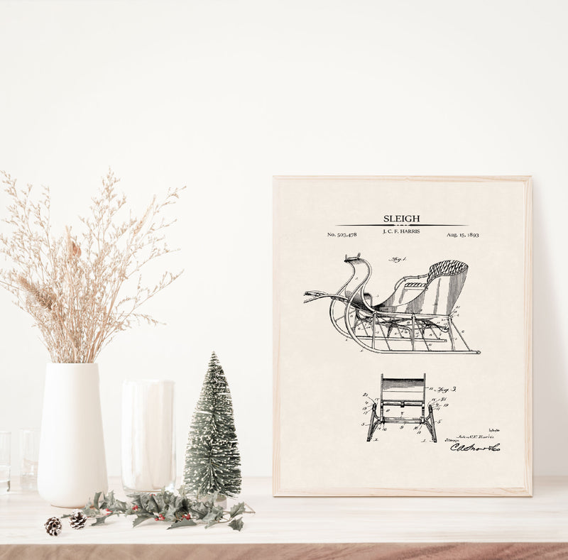 Sleigh Patent Vintage Print